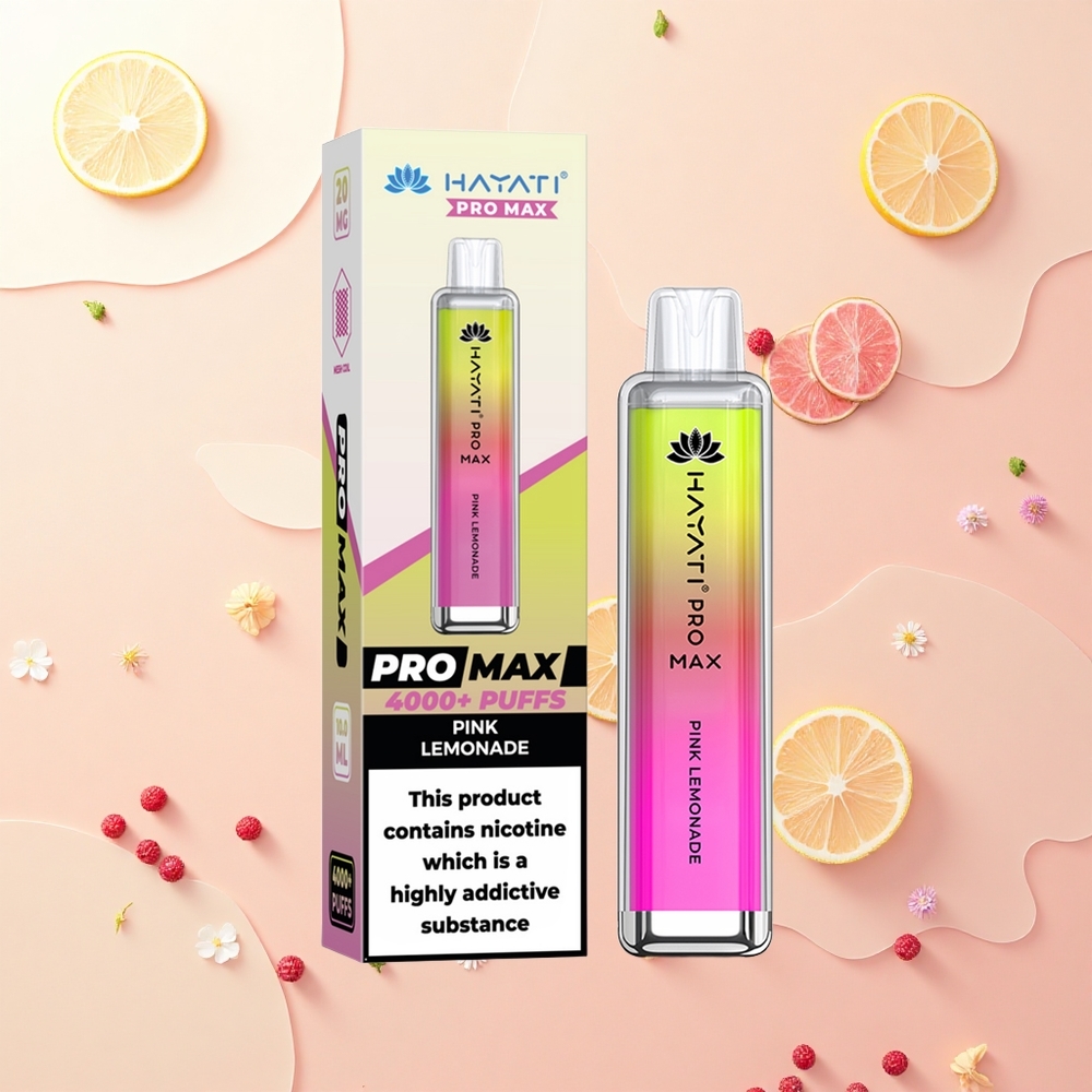 Hayati Pro Max 4000 Puffs Batéria 1400mAh Dual 11 Ohm Mesh Rúžová Limonáda