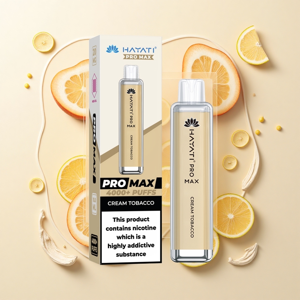 Hayati Pro Max 4000 Puffs Cream Tobacco Dvojitá 11 Ohm Mriežka Batéria 1400mAh
