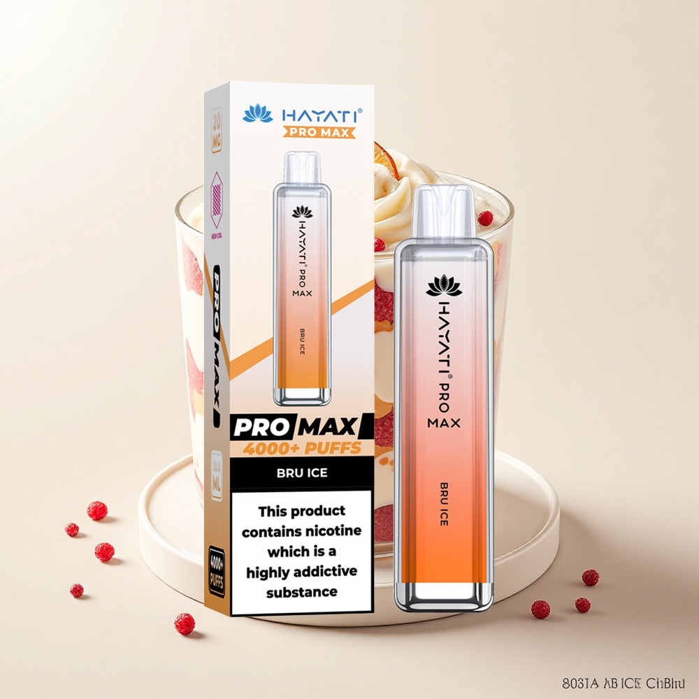 Hayati Pro Max 4000 Puffs Disposable Vape Bru Ľad s 2ml/10ml nádržou 1400mAh batériou a Dual 11 Ohm Mesh Coil