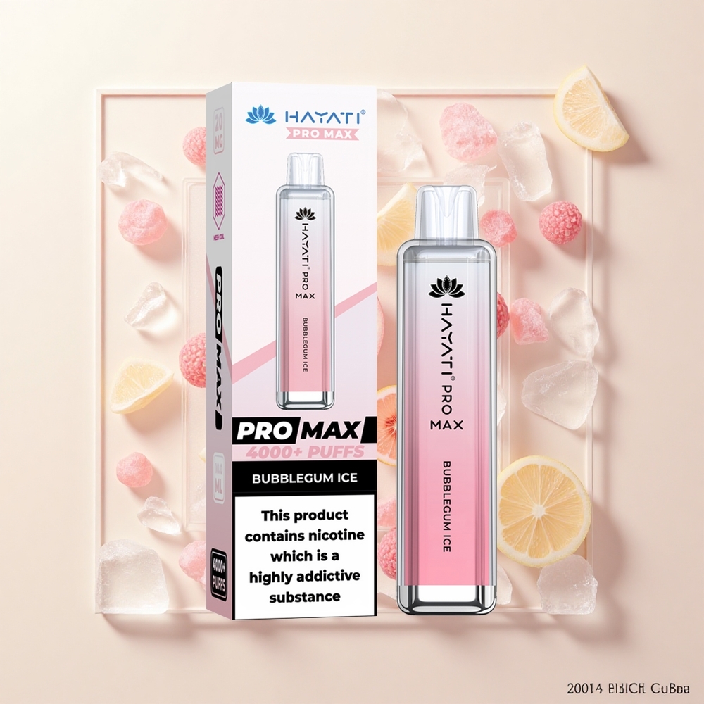 Hayati Pro Max 4000 Puffs Disposable Vape Bubblegum Ice 2 5 Nikotín 1400mAh Batéria 2ml/10ml Nádrž