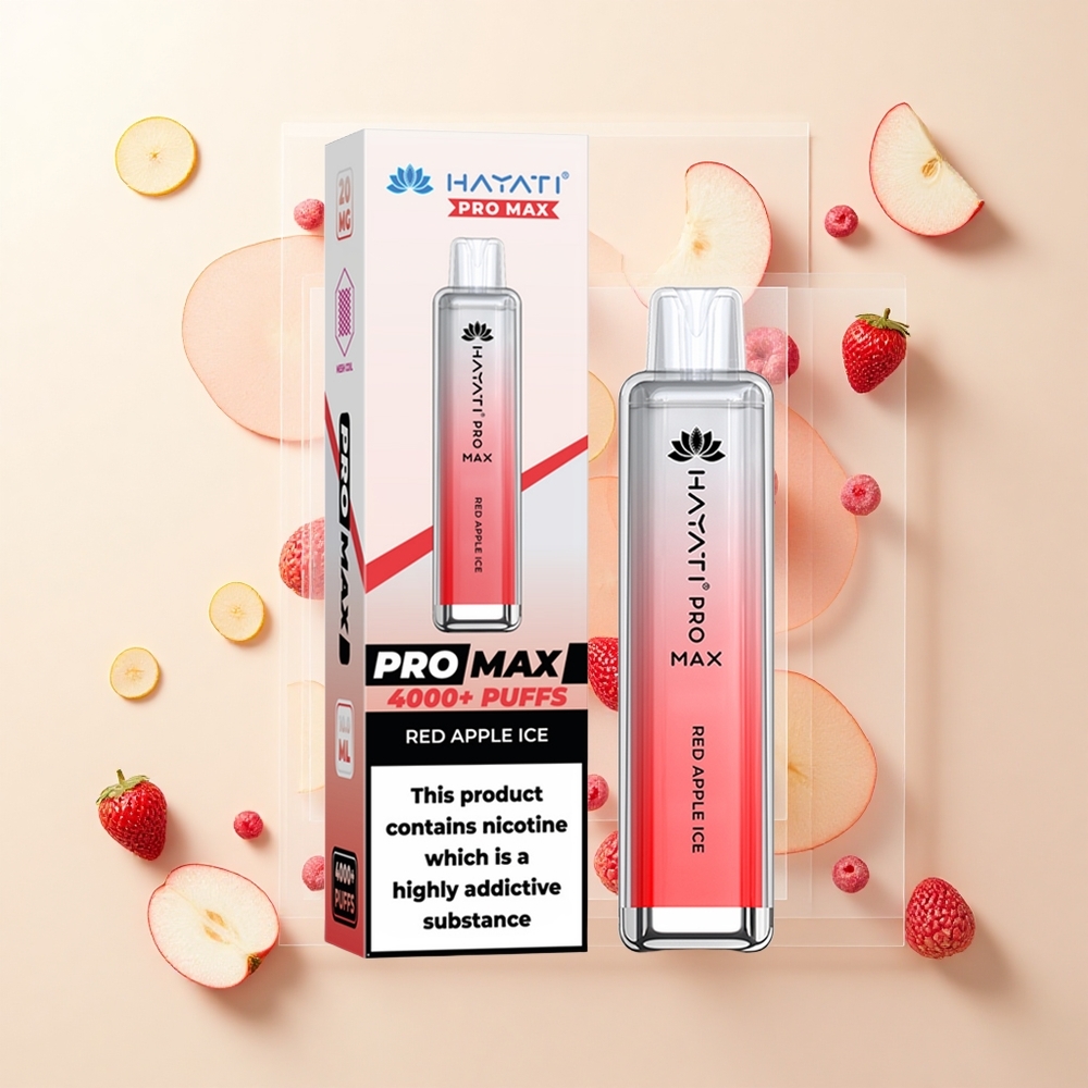 Hayati Pro Max 4000 Puffs Jednorázová E-cigareta Červené Jablko Ľad