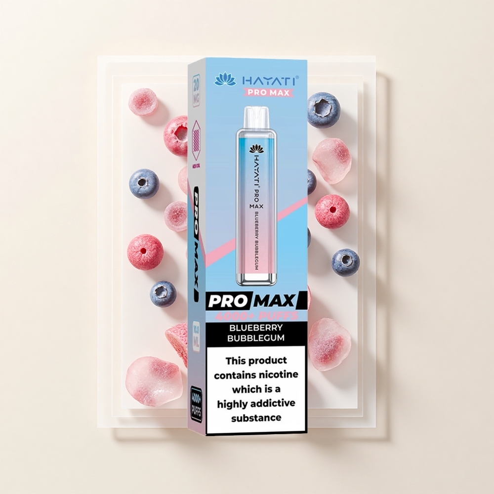 Hayati Pro Max 4000 Pôfov Jednorázová E-cigareta Čučoriedková Žuvačka