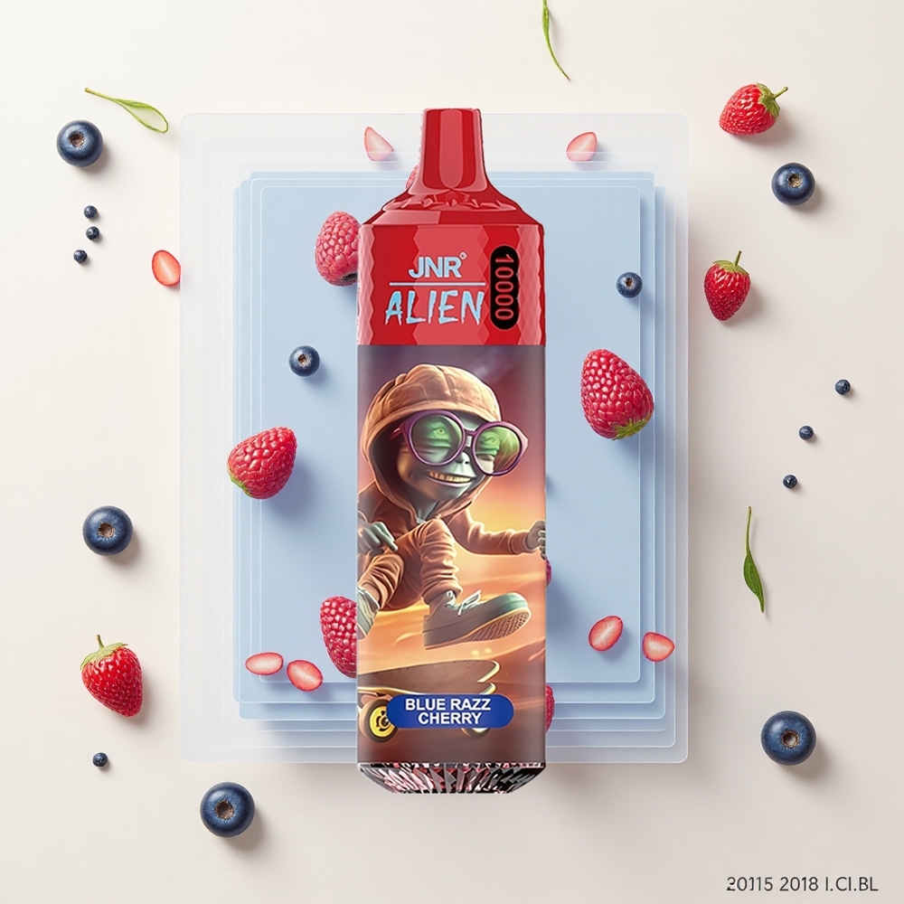JNR Alien 10000 Pufy Jednorázová Vape Modrá Malina Čerešňa 850mAh 20ml Typ-C RGB