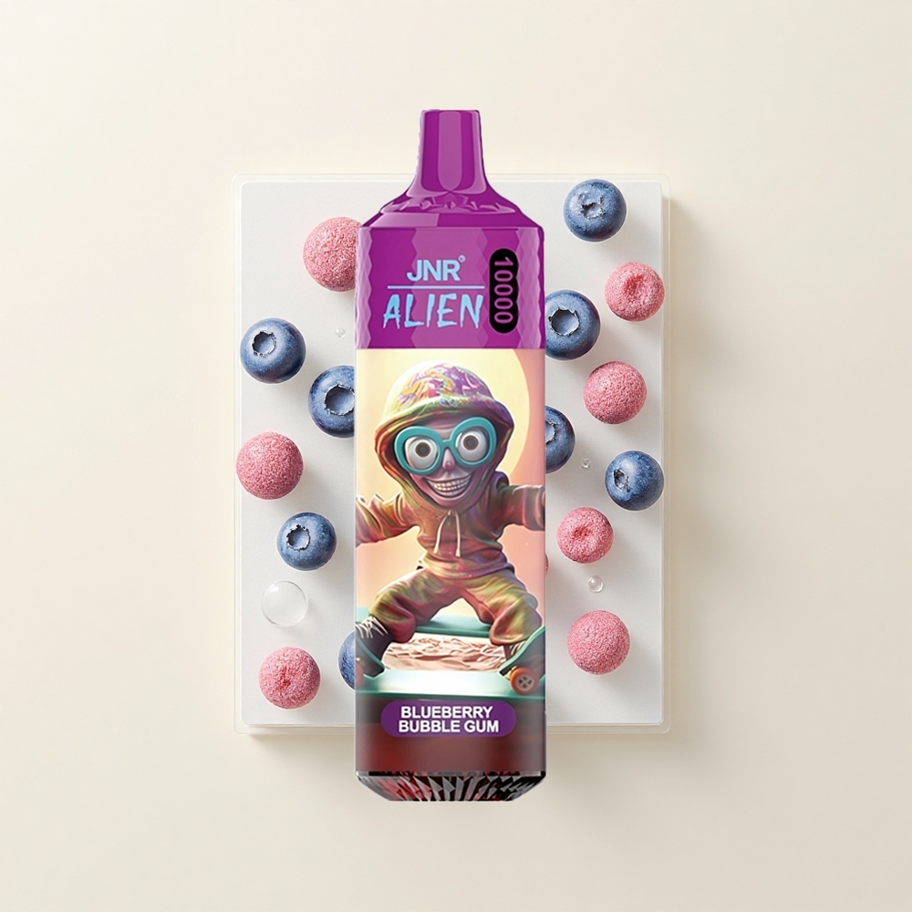 JNR Alien 10000 Púfov 850mAh 20ml Mriežková Cievka 12 Ohm Rýchle Nabíjanie Type-C LED RGB Športový Dizajn Čučoriedková Žuvačka