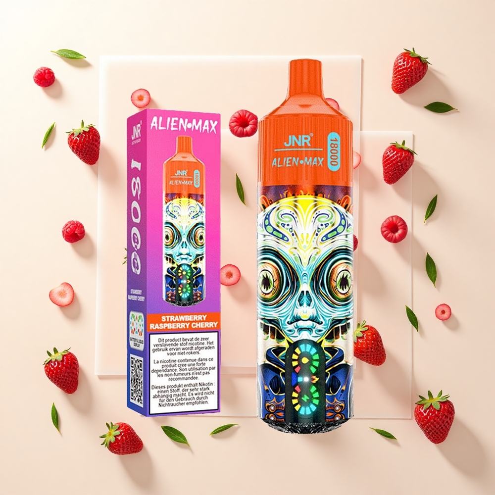JNR Alien Max 18000 Púfov Jednorazové Vape Jahoda Malina Čerešňa Dual Mesh Typ-C 28ml