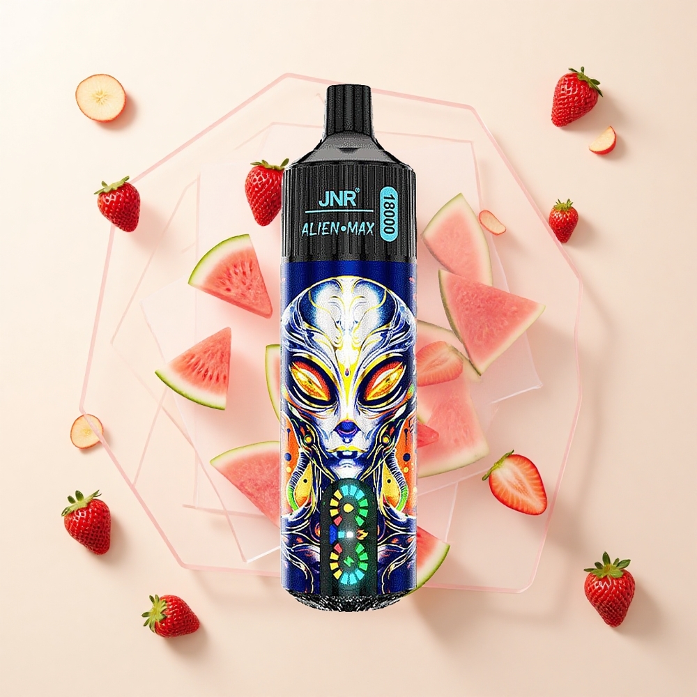 JNR Alien Max 18000 Púfov LED Duálne Dvojité Dizajn Jahoda Vodný Melón Bubblegum