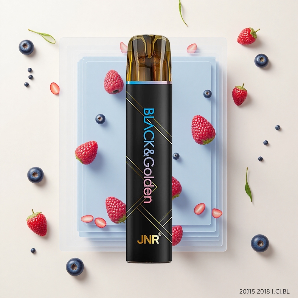 JNR BlackGolden 800 Pufov Jednorazové Vape Modrá Malina Čerešňa 2 550mAh