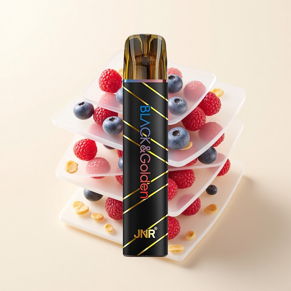 JNR BlackGolden 800 Púfov 2ml 2 Nikotín Jednorazové Vape Borůvka Citrónová Malina