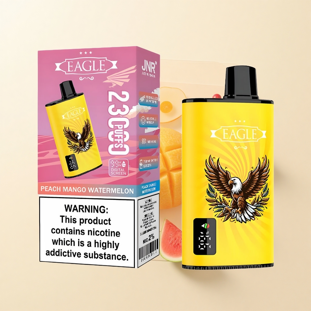 JNR EAGLE Smart 23000 Puf Digitálny Prúdový Cievka 10ohm Nastaviteľný Prietok Vzduchu Batéria 750mAh Typ-C 25ml Broskyňa Mangovica Vodný Melón 2 Nikotín
