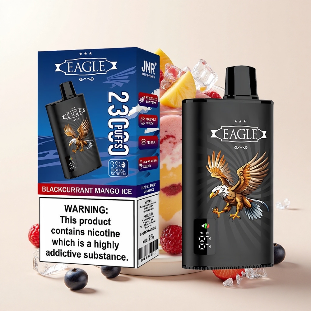 JNR EAGLE Smart 23000 Púfov Jednorazové Vape Čierne ríbezle Mango Ľad s Digitálnym Displejom 10ohm Mesh Nastaviteľným Prietokom