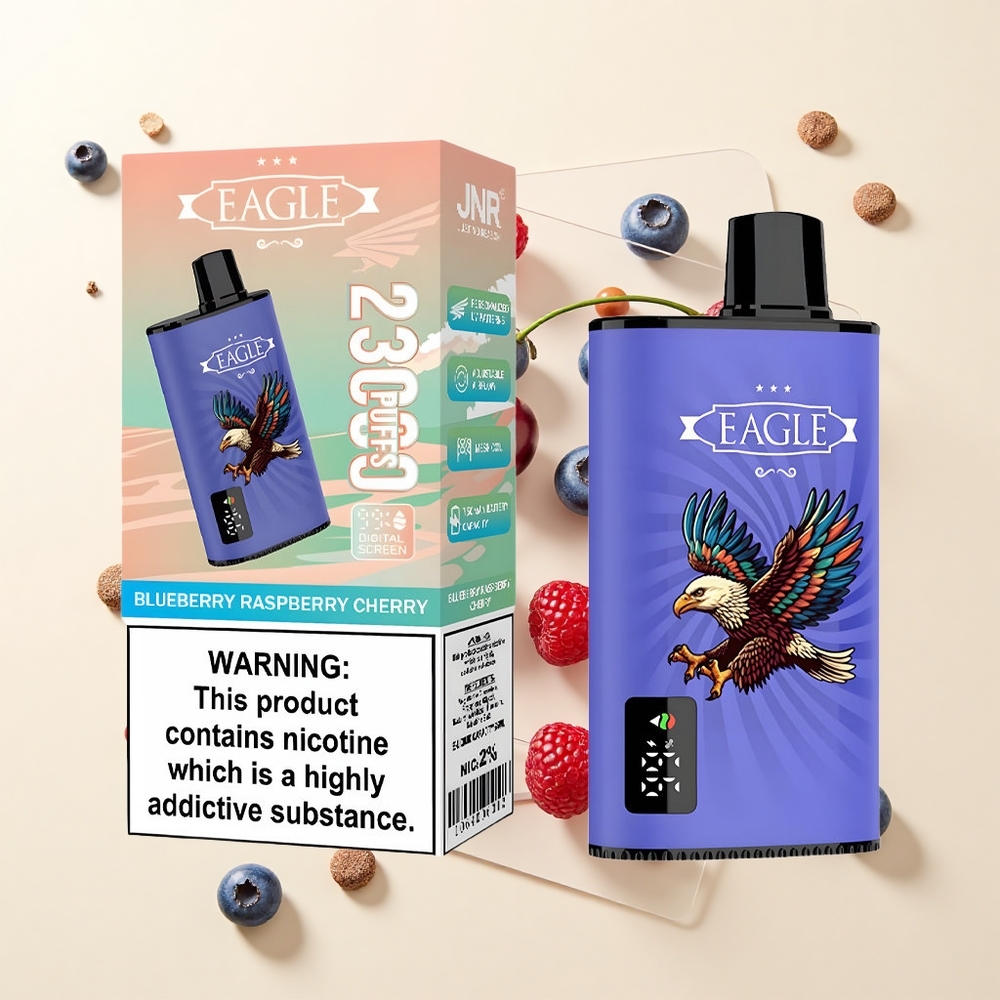 JNR EAGLE Smart 23000 Púfov Jednorazové Vape Čučoriedka Malina Čerešňa 25ml 2 Nikotín 750mAh Typ-C 10ohm Mesh Airflow