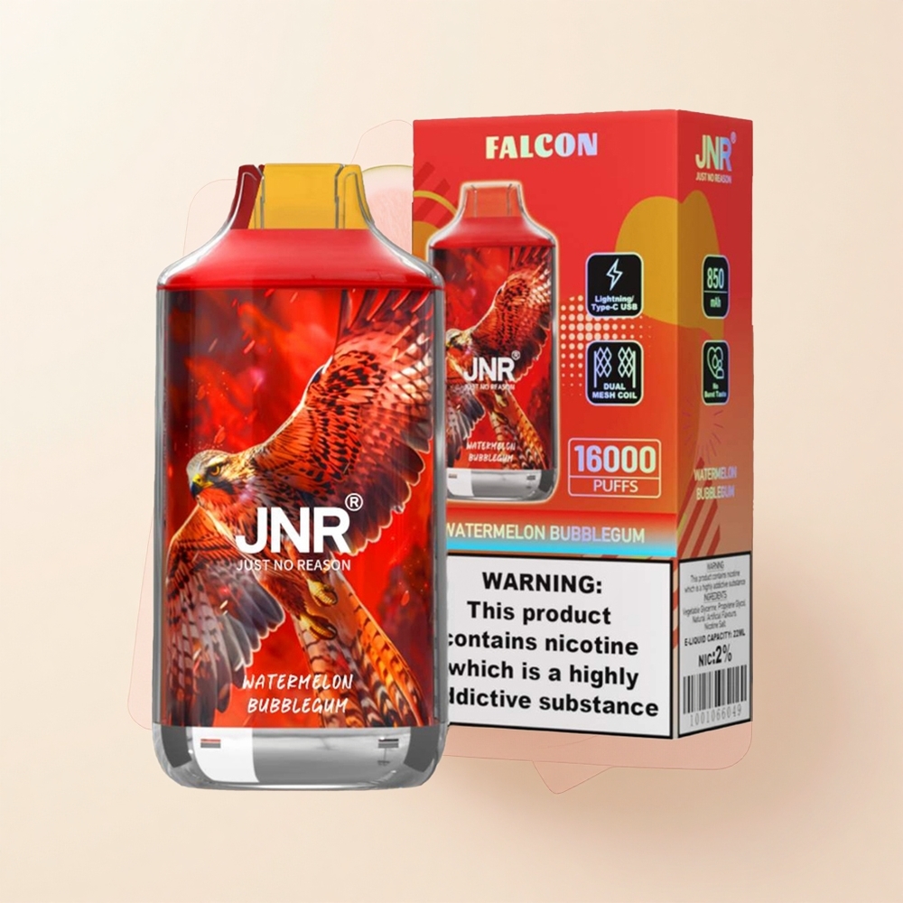 JNR Falcon 16000 Pufov Jednorázová E-cigareta Vodný Melón Bubblegum 850mAh 22ml Dual Mesh Type C 2