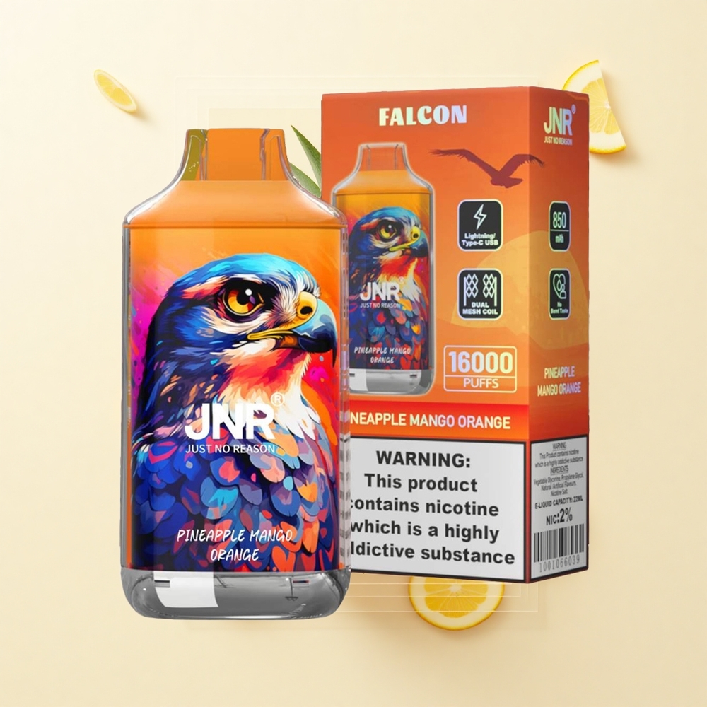 JNR Falcon 16000 Púfov 850mAh 22ml Dual Mesh TypC LED Ananás Mango Pomaranč