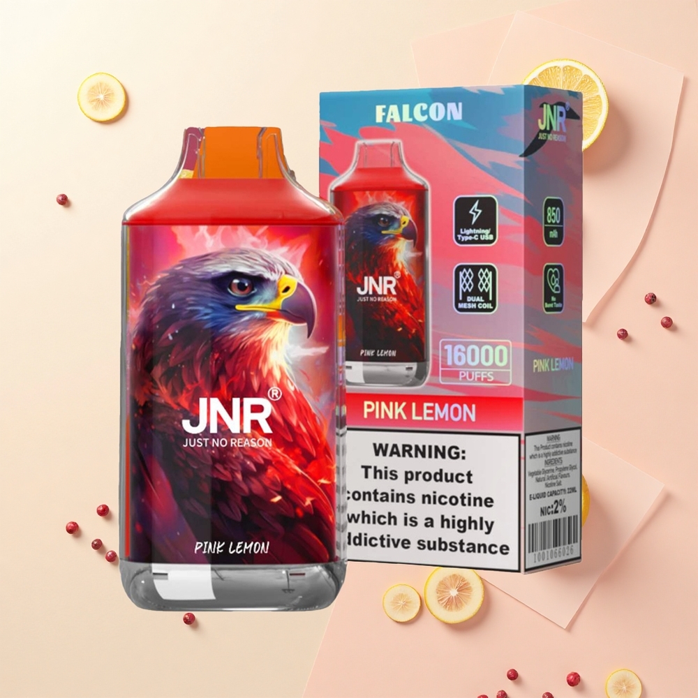 JNR Falcon 16000 Púfov 850mAh 22ml Dual Mesh TypCLightning Smart LED 02 Ružový Citrón
