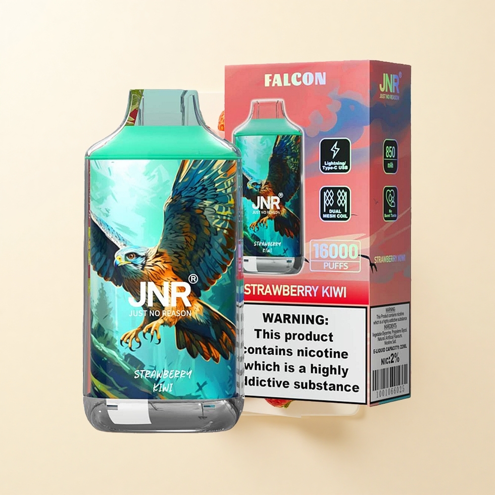 JNR Falcon 16000 Púfov 850mAh 22ml Dual Mesh Type C+Lightning Smart LED 02 Jahodová Kiwi