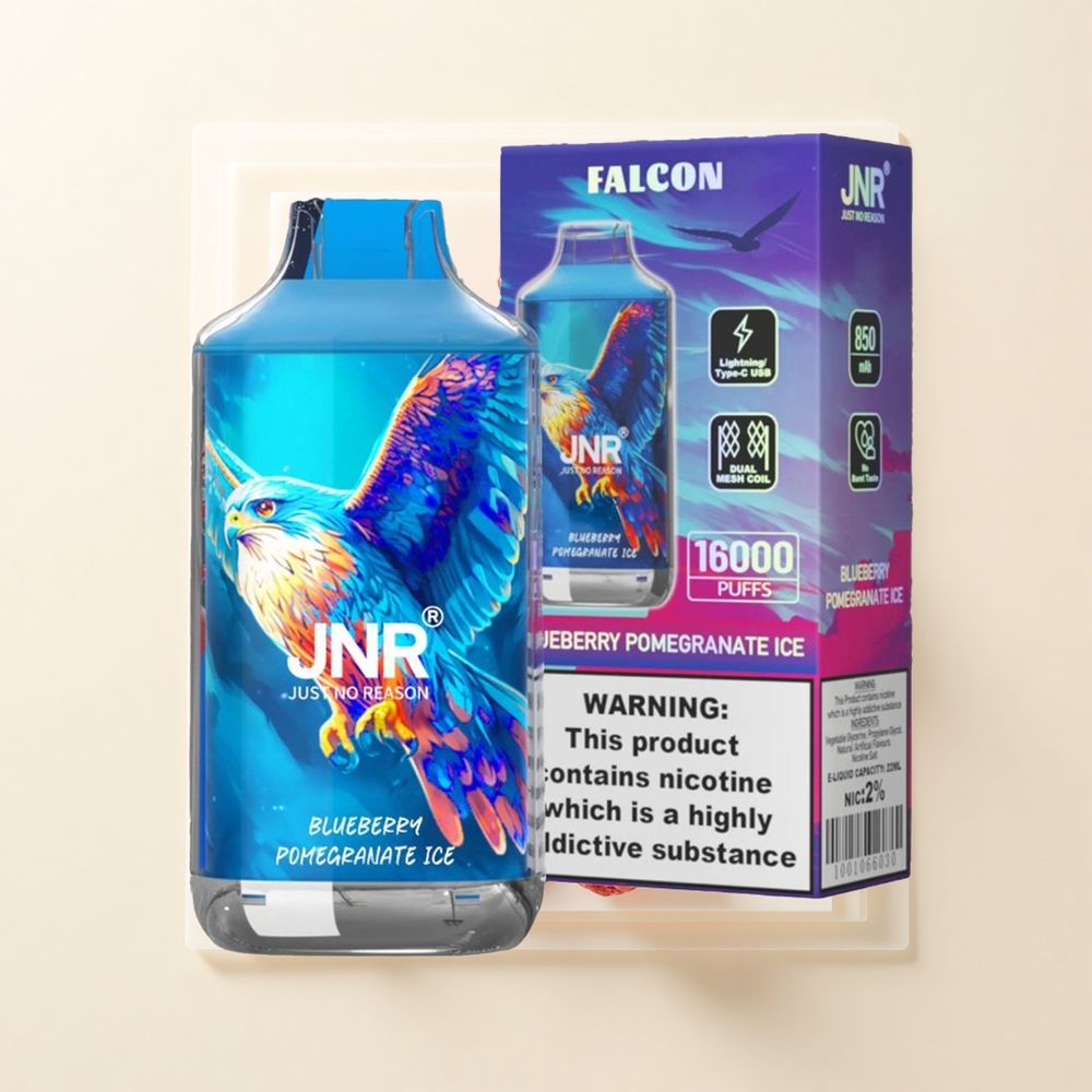JNR Falcon 16000 Púfov 850mAh 22ml Dual Mesh Type C LED 0 2 Boruvka Granatovej Ľad
