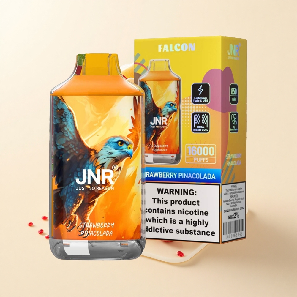JNR Falcon 16000 Púfov 850mAh 22ml Dual Mesh Type C LED 0 2 Jahodová Pina Colada