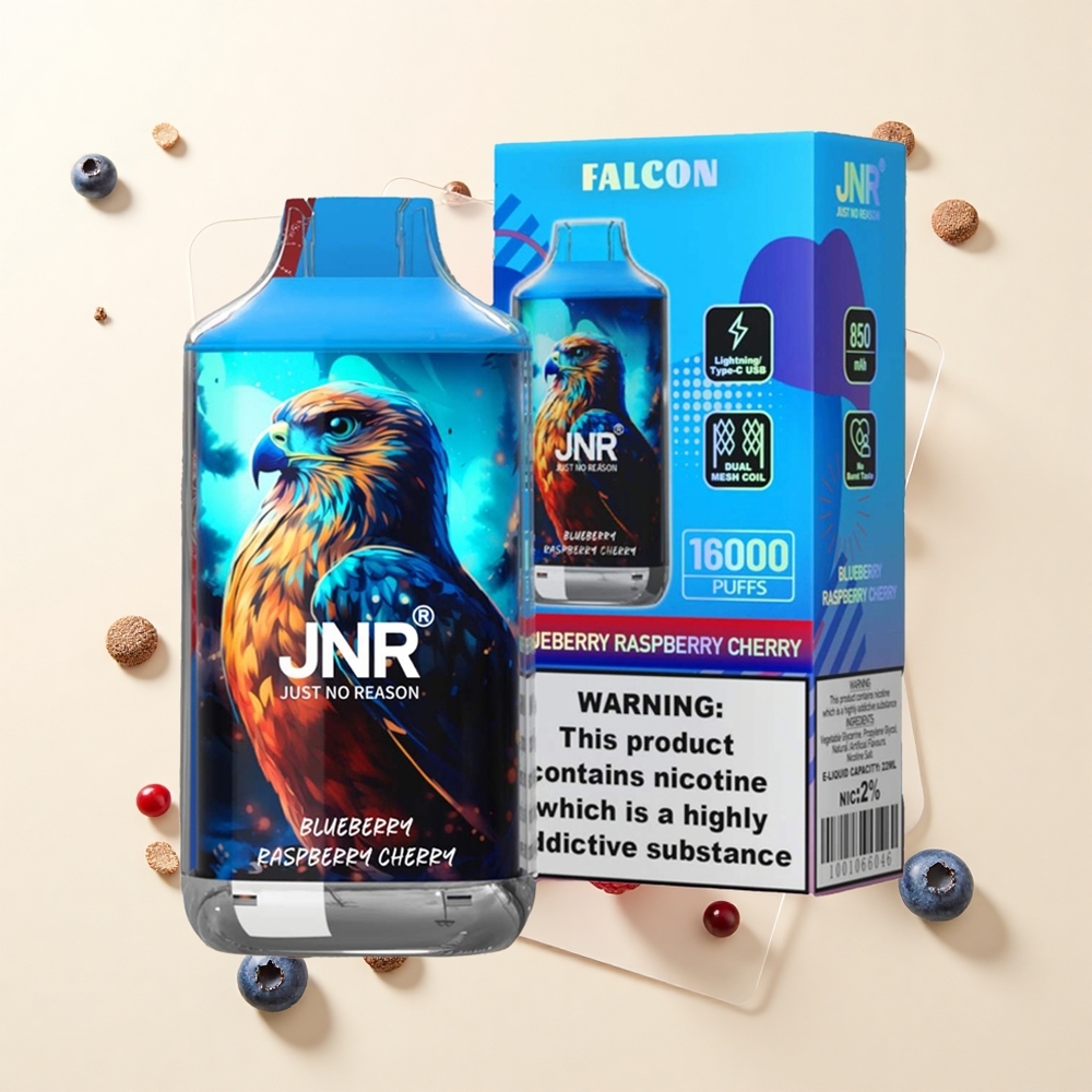 JNR Falcon 16000 Púfov 850mAh 22ml Dual Mesh Type C LED 0 2 Čučoriedka Malina Čerešňa