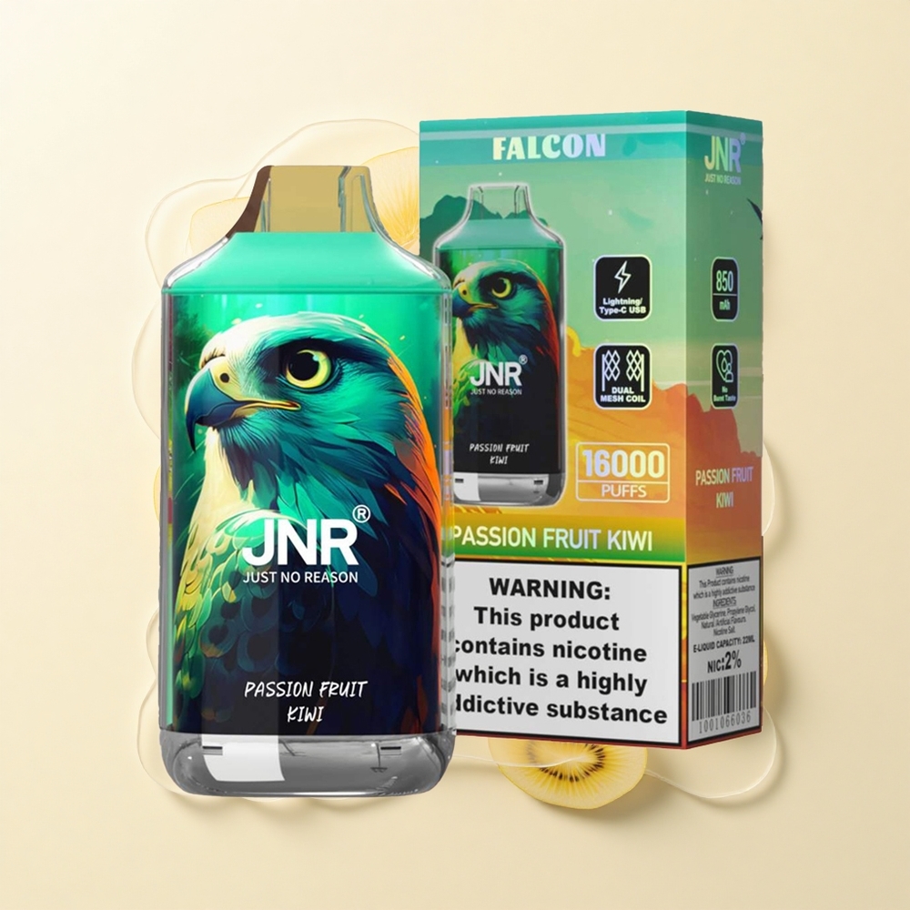 JNR Falcon 16000 Púfov Jednorazové Vape Maracuja Kiwi 850mAh 22ml Dual Mesh