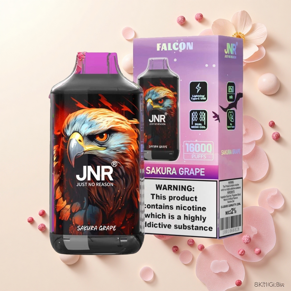 JNR Falcon 16000 Púfov Jednorázová Vape Sakura Hrozno 850mAh 22ml Dual Mesh