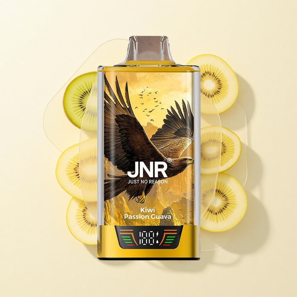 JNR Falcon Pro 28000 Jednorazové Vape Kiwi Pasión Guava 30ml 950mAh 5 Nikotín MTL Dual Mesh USB-C Smart Displej