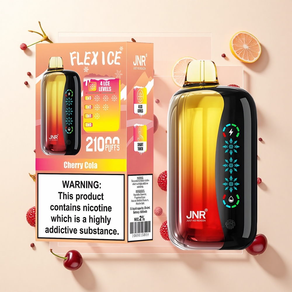 JNR Flex Ice 21000 Puf Jednorazové Vape Čerešňová Kola Ice Adjustable 26ml 12Ohm Dual Mesh 1000mAh Typ-C