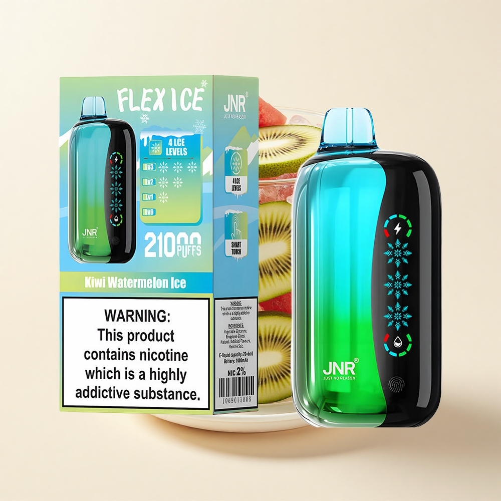 JNR Flex Ice 21000 Pufov Jednorázová Vape Kiwi Vodný Melón Ľad s Nastaviteľným Ľadom 26ml Dual Mesh 12 Ohm