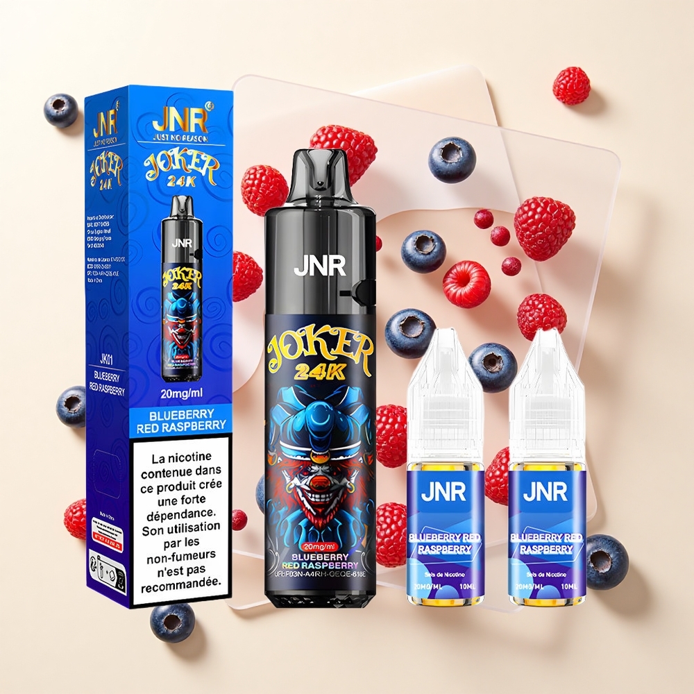 JNR Joker 24K Púfov Jednorázová Vape Čučoriedka Malina 2+10ml 800mAh 2 Nikotín