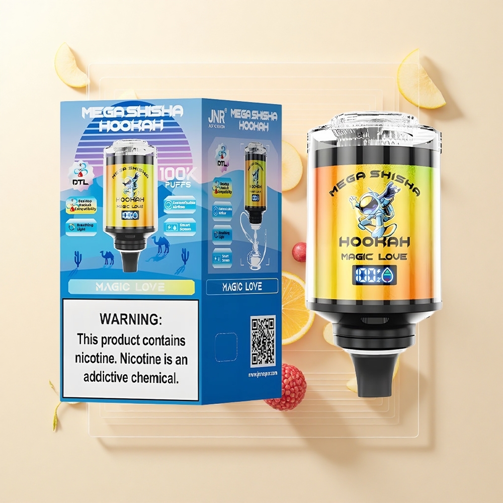 JNR Mega Shisha Hookah 100K 60ml 2200mAh Typ-C Smart Screen Prúd vzduchu