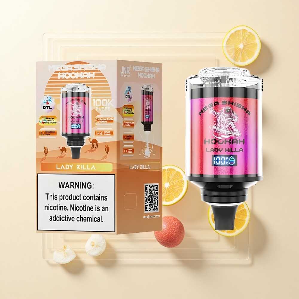 JNR Mega Shisha Hookah 100K Desktop Lady Killa 60ml 2200mAh