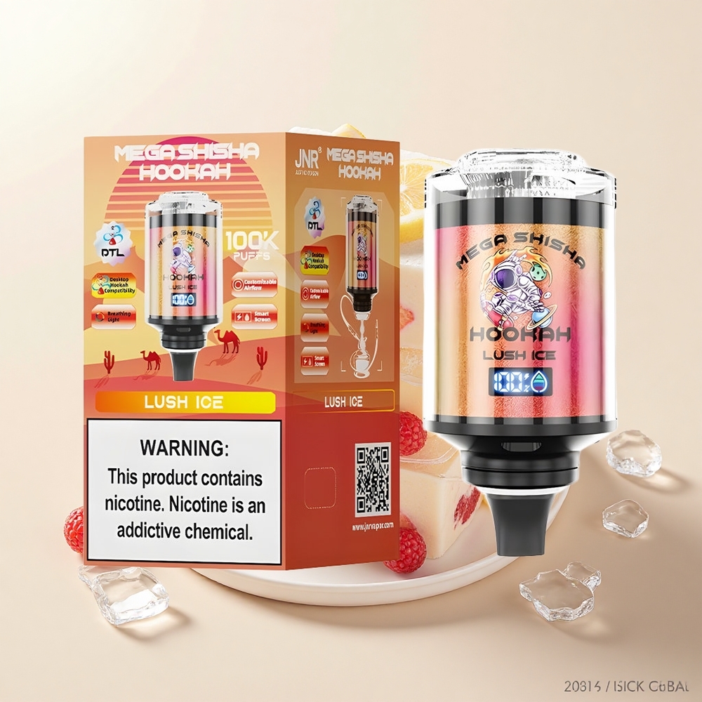 JNR Mega Shisha Hookah 100K Pulzujúce Ľadové Ovocie 60ml 2200mAh Typ-C