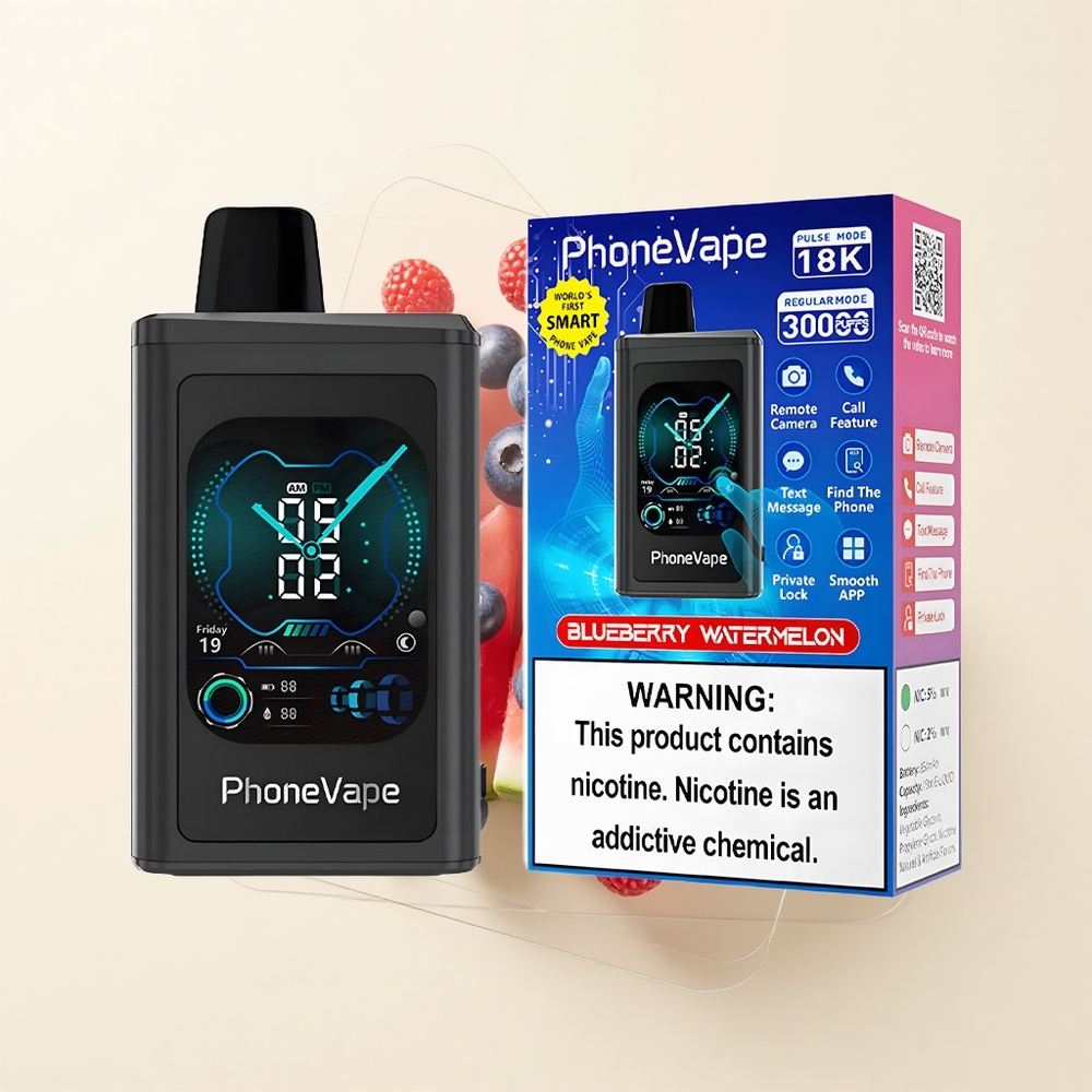 JNR PhoneVape 30000 fajok Jednorázová E-cigareta Borovica Vodný melón Turbo Režim Typ-C Batéria Aplikácia Displej
