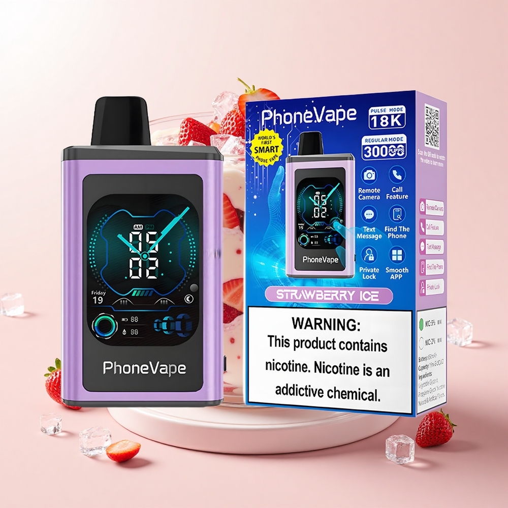 JNR PhoneVape 30000 pufov Jednorazová Vape Jahodový Ľad Turbo Rechargeable App
