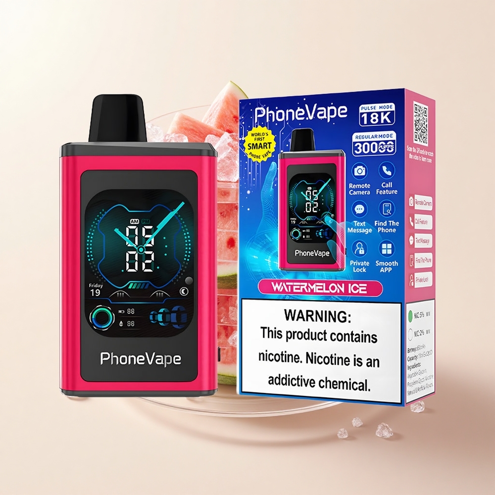 JNR PhoneVape 30000 pufov Jednorázová Vape Melónový Ľad Turbo Rechargeable App Displej