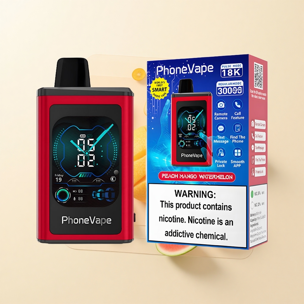 JNR PhoneVape 30000 záťahov Jednorazové Vape Broskyňa Mangov Melón 850mAh Turbo App Lock Display 2 5