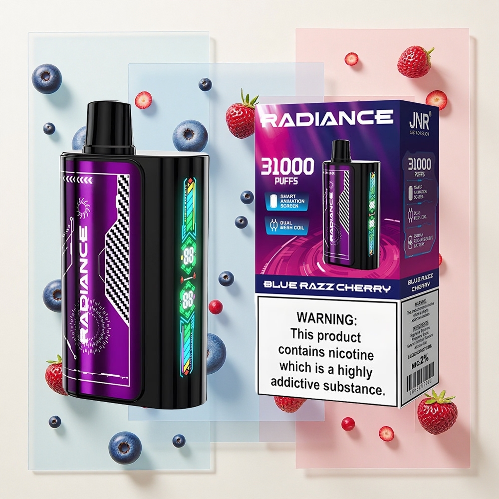 JNR Radiance 31000 Pufov Jednorázová E-cigareta DUAL MESH TYPEC MODRÁ ČEREŠŇA 28ML 2