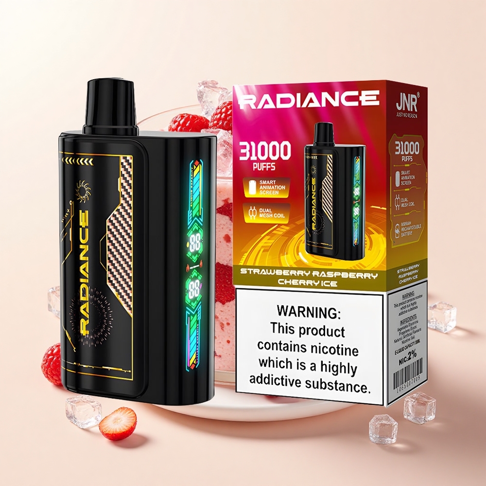 JNR Radiance 31000 Pufy Jednorazové Vape Jahoda Malina Čerešňa Ľad 28ml 2 Nikotín Dual Mesh 950mAh Type-C