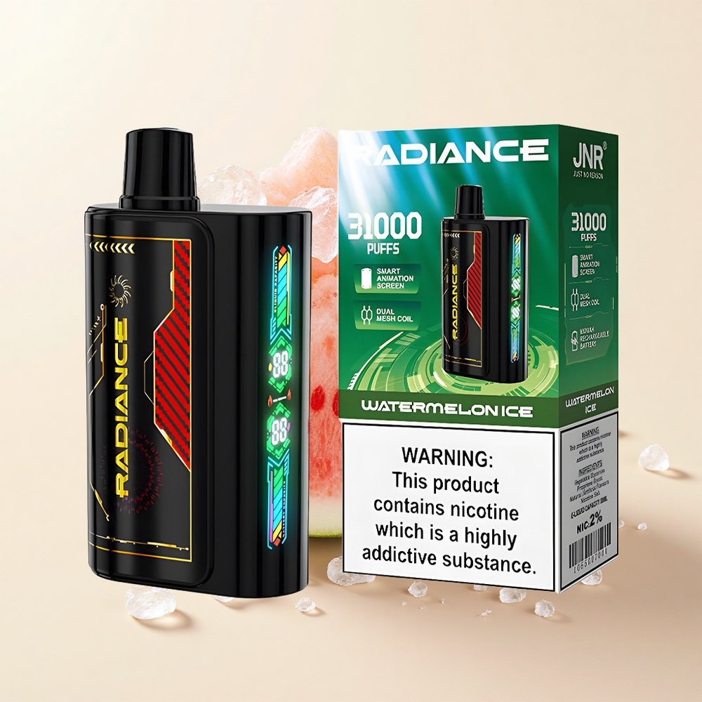 JNR Radiance 31000 Púfov Jednorázová E-cigareta DVOJITÁ MREŽOVÁ CIEVKA MELÓNOVÝ ĽAD 28ml 950mAh Type-C