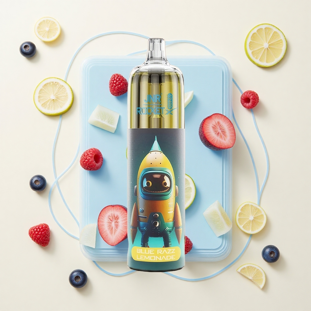 JNR Rocket-X 12400 Pufov Jednorázová Vape Modulovým Cievkovým Ohrievačom 12ohm RGB Prúdenie Vzduchu Modrá Malina Limonáda