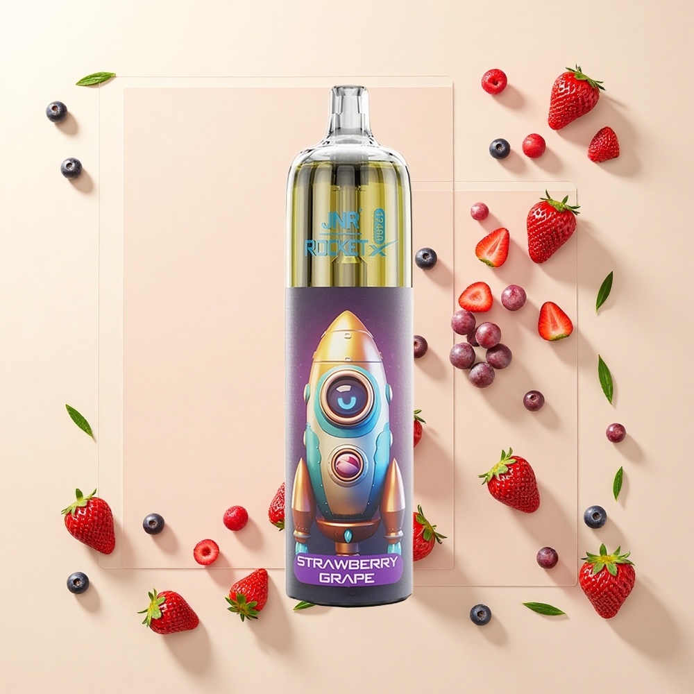 JNR Rocket-X 12400 Pufy Jednorázová Vape Jahoda Hrozno s RGB 25ml Typ-C