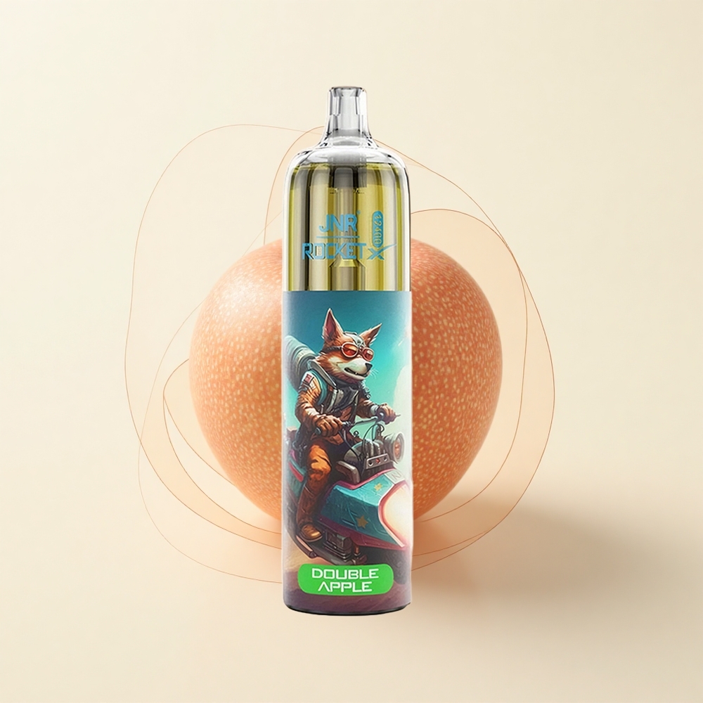 JNR Rocket-X 12400 Púfov Jednorázová E-Cigareta s Nastaviteľným Prietokom RGB Osvetlením 12ohm Mesh Cievkou 850mAh Batériou 25ml Náplňou Type-C Rýchlonabíjaním Dvojité Jablko
