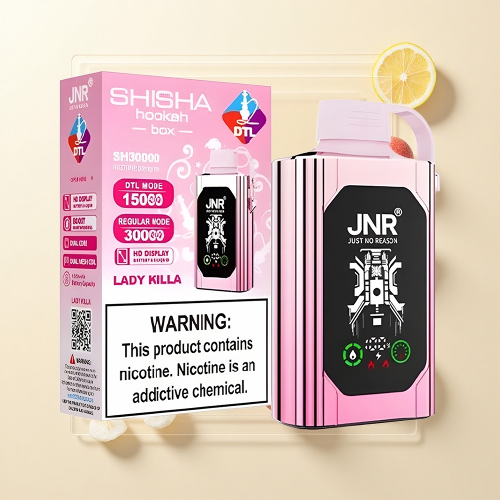 JNR Shisha Hookah Box 20500 Púfov HD Display 1000mAh 25ml Dual Mesh Coil Lady Killa