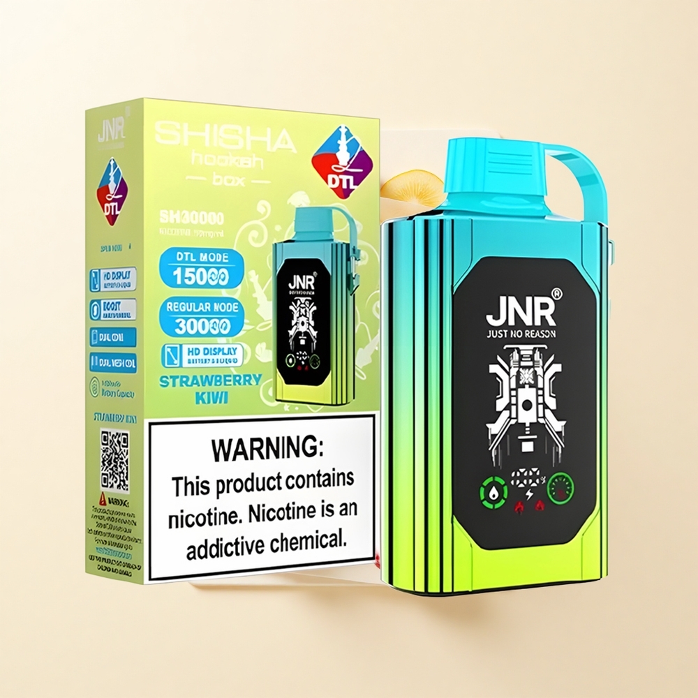 JNR Shisha Hookah Box 20500 Púfov HD Display 1000mAh 25ml Dual Mesh Type-C 0 2 5 Jahodová Kiwi
