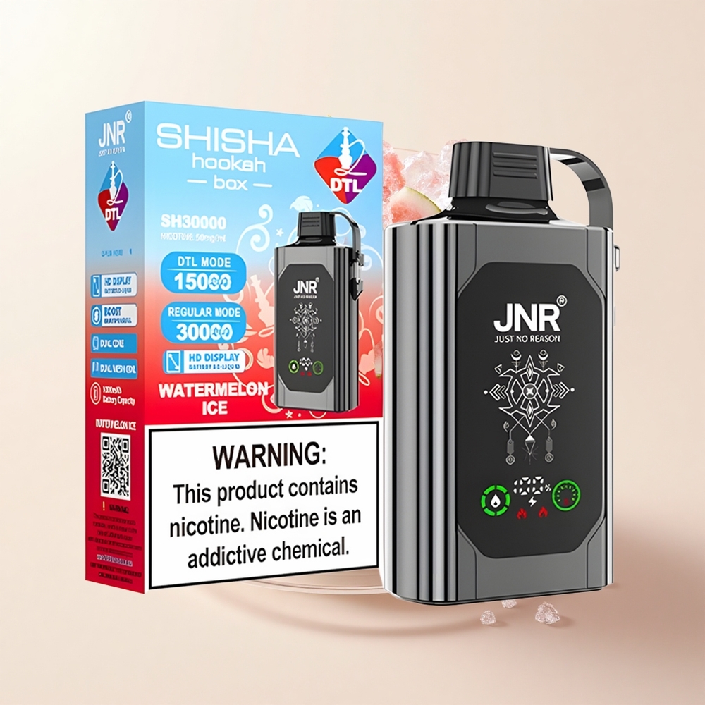 JNR Shisha Hookah Box 20500 Púfov HD Display 1000mAh 25ml Dual Mesh Type-C Vodný Melón Ľad