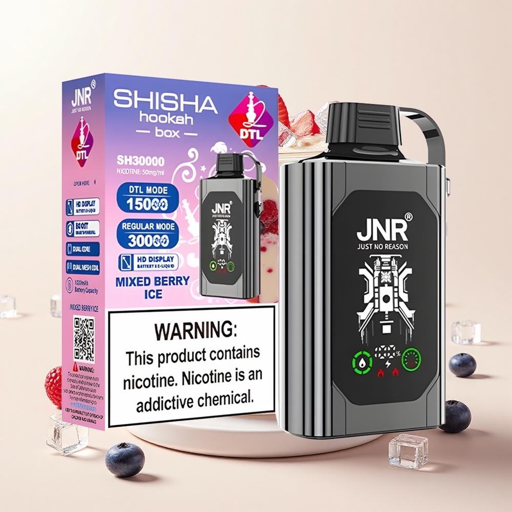 JNR Shisha Hookah Box 20500 Púfov HD Display 25ml Dual Mesh Dual Core TypC 025 Zmiešané Bobule Ľad