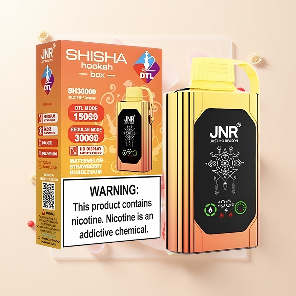 JNR Shisha Hookah Box 20500 Púfov Typ-C HD Display Dual Mesh Melón Jahoda Bubblegum