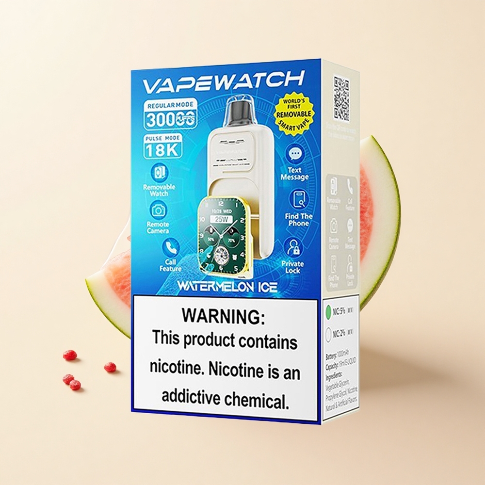 JNR VapeWatch 30000 Pufov Jednorázová E-cigareta Watermelon Ice 1000mAh 19mL 5 Mesh Type-C