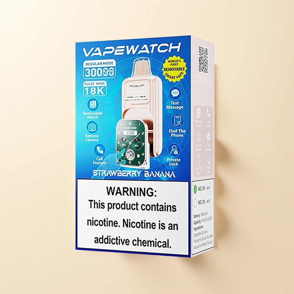 JNR VapeWatch 30000 Pufov Jednorázová Vape Jahoda Banán 1000mAh 19mL 5 Dual Mesh Type-C