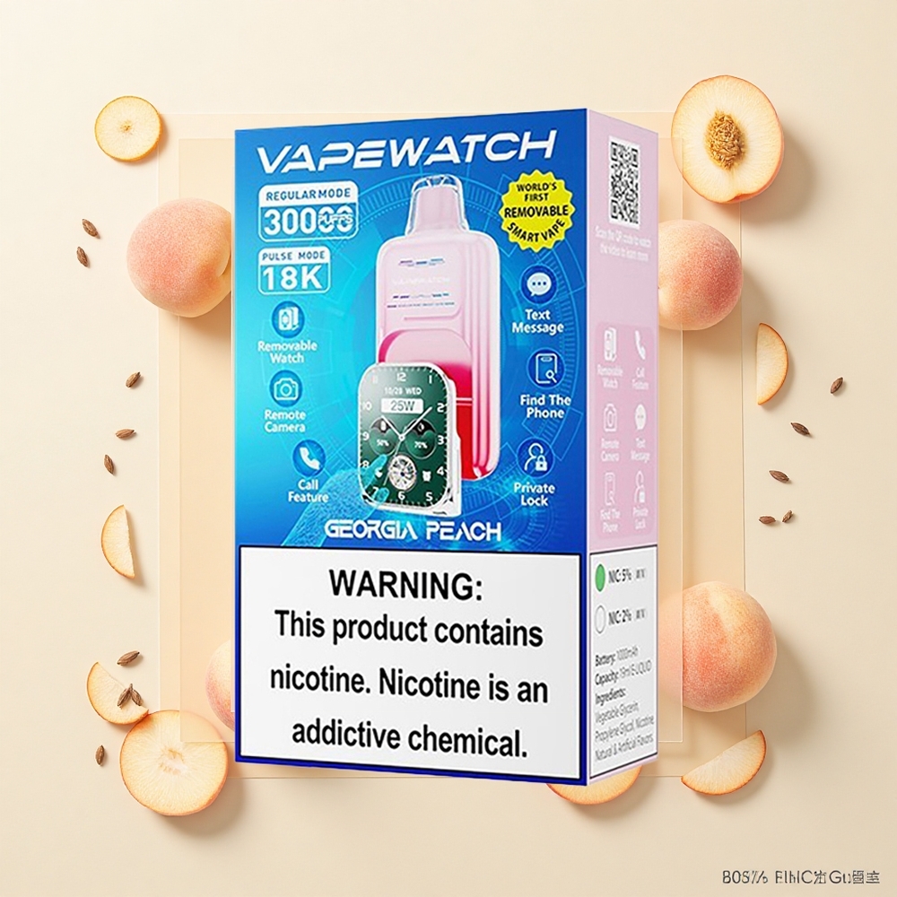 JNR VapeWatch 30000 Púfov 1000mAh 19mL 5 Dual Mesh Type-C Broskýňa Georgia