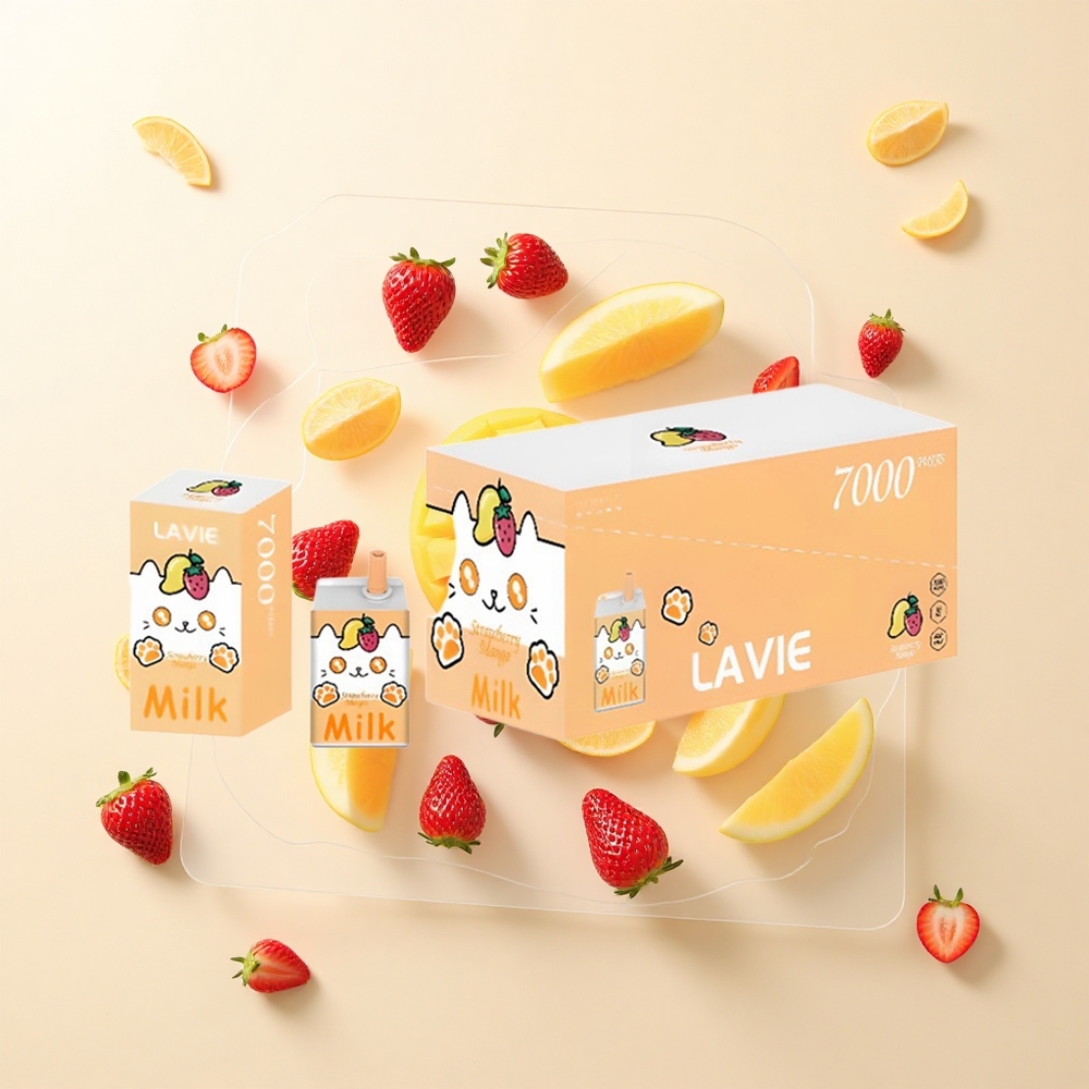LAVIE Mlieko 7000 Pufov Jednorázová E-cigareta Jahoda Mango 16ML 600mAh Typ-C